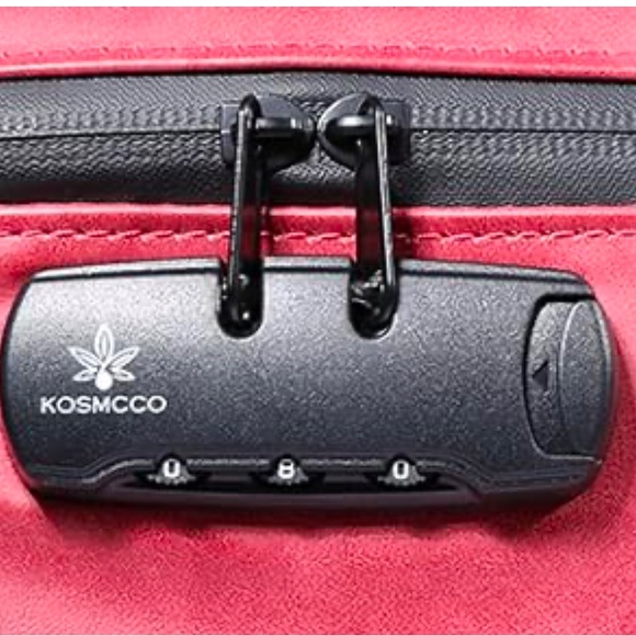 NWOT Red PU Leather Heavy Duty Zipper Document Bag w/ Combo Lock-13.6 in x 10 in - Picture 4 of 9